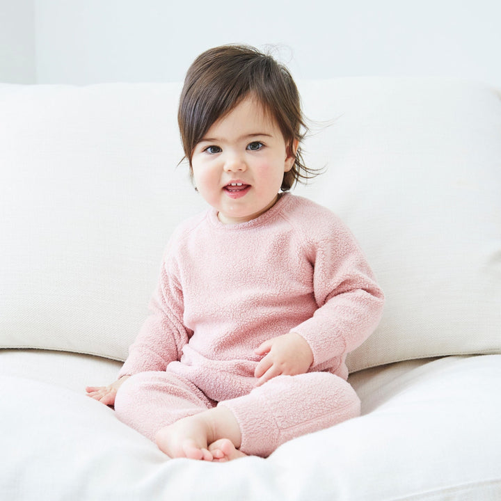 Kid 3/4 Length Oversized Fluffy Sherpa Sweatshirt and Jogger