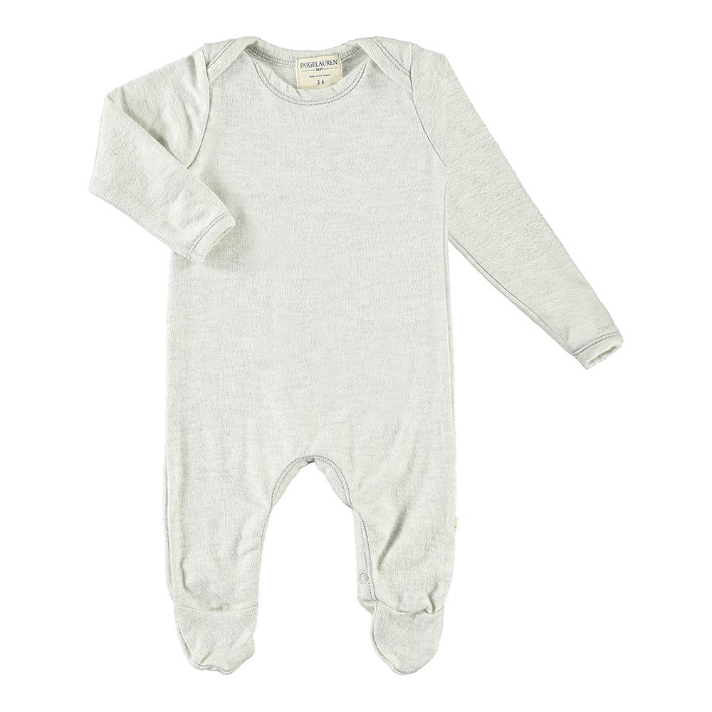 Baby Eco Hacci Lap Tee Heathered Oatmeal L/S Lap Tee Footie Romper-Cozy