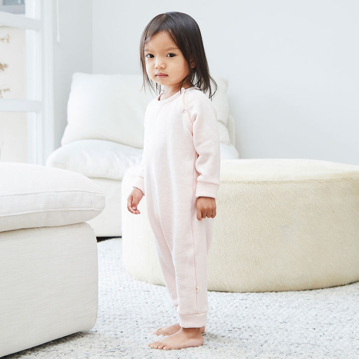Baby Sweatshirt Blanket Blend Romper-Cozy Light Pink