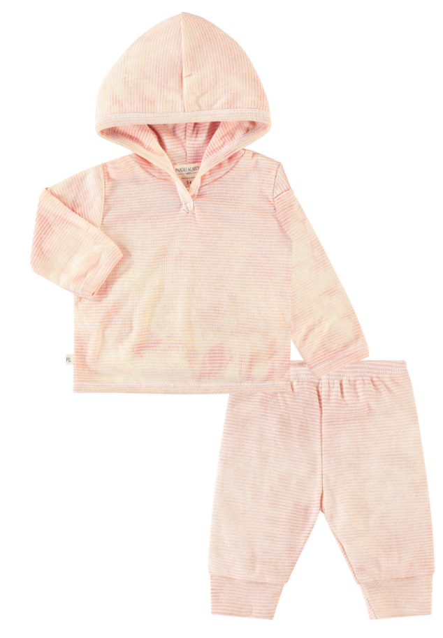 Toddler Kid Stripe Rib Marble Hoodie and Jogger Set