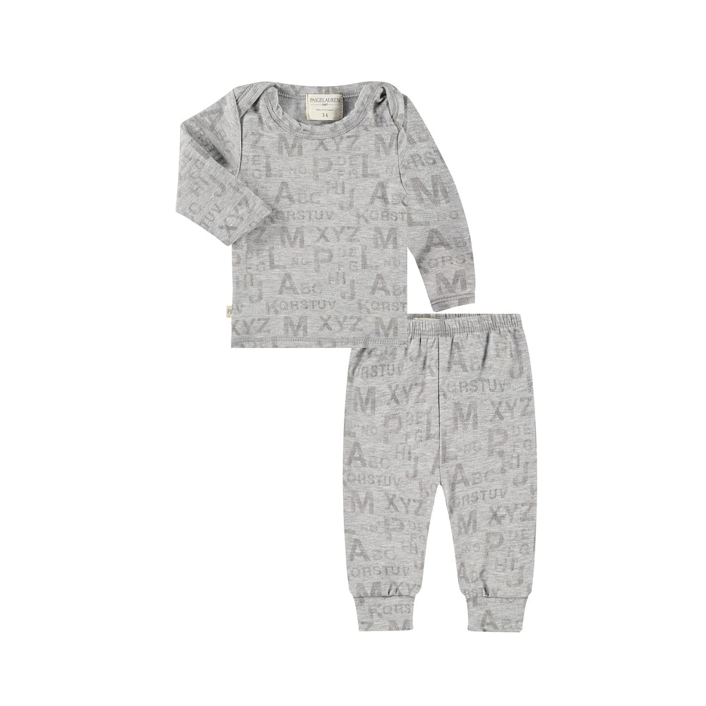 Toddler & Kid Heathered Fleece ABC L/S Lap Tee and Legging Loungewear Set-Galaxy