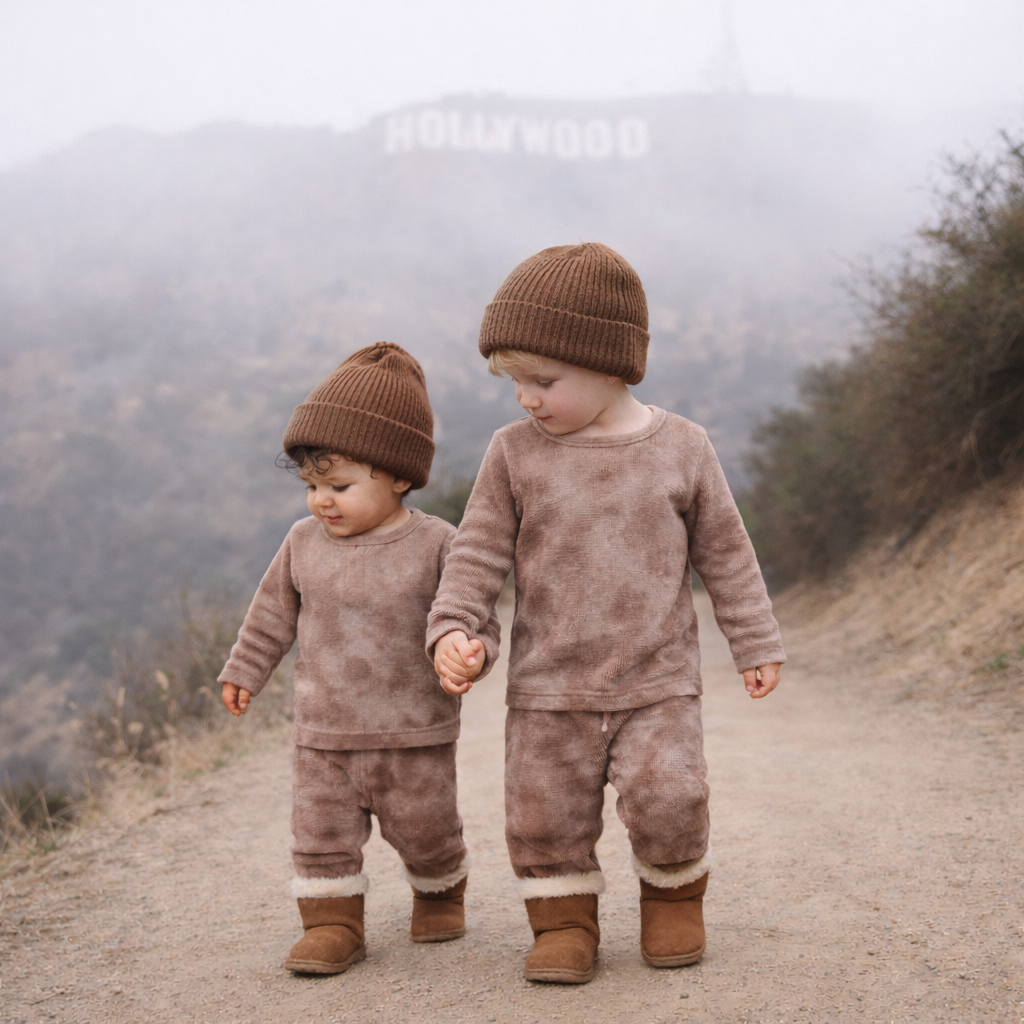 Organic Marble-Dyed Thermal Sets in a Trendy Brown Neutral