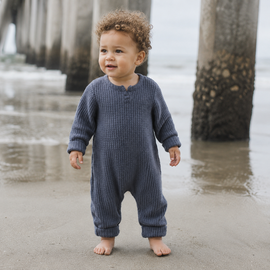 The Perfect Baby Romper for Every Season: Meet the PAIGELAUREN Chunky Thermal Henley Romper