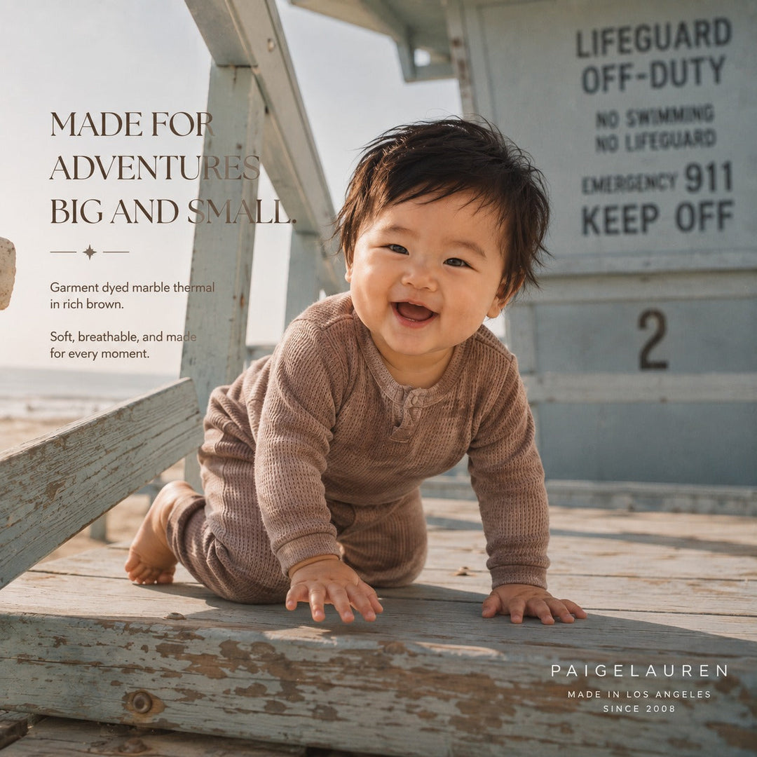 Marble Dyed Thermal Long Johns: Soft Baby &amp; Toddler Sets Made in Los Angeles