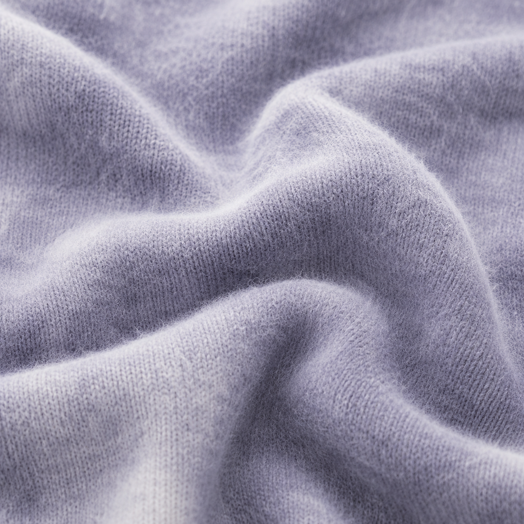 Close-up of soft fuzzy Gray Brushed Hacci Tie Dye fabric