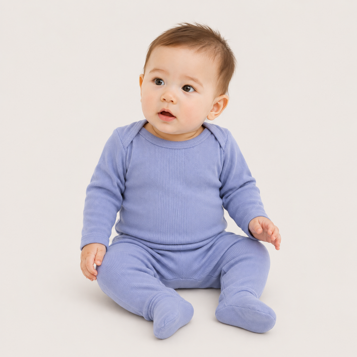 Variegated Rib Lap Tee Footie Pajama