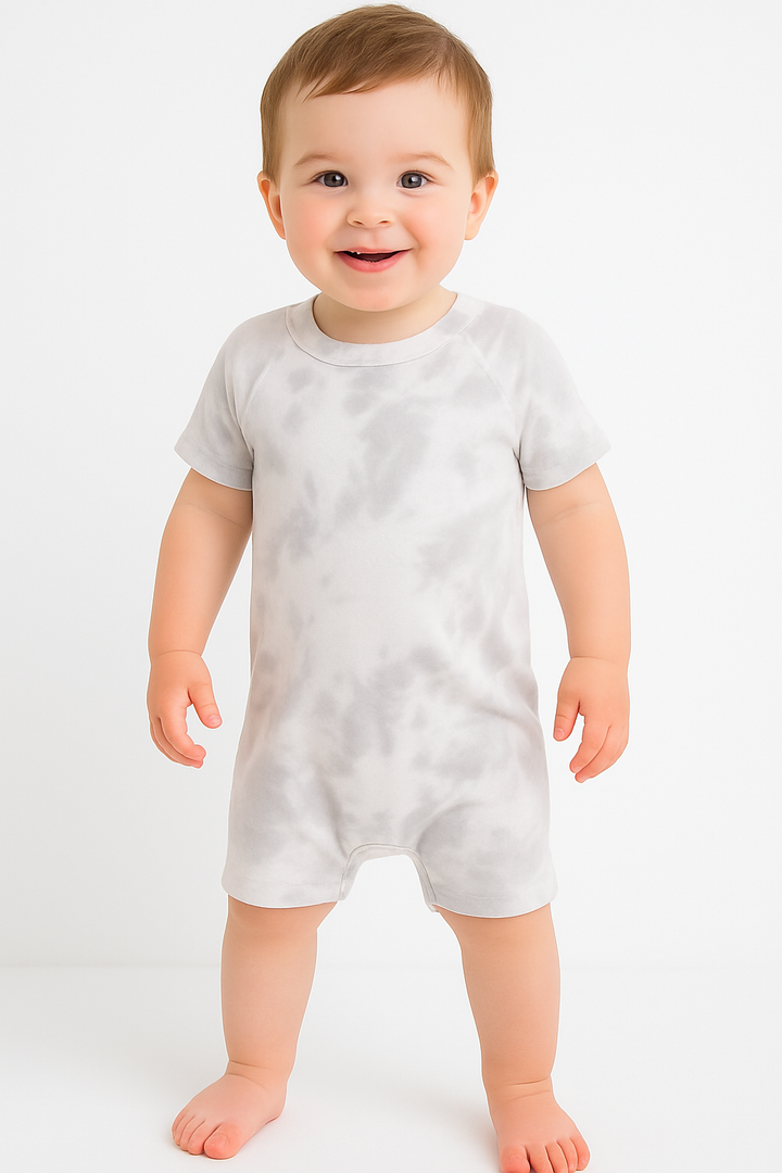 Eco Ribbed Marble Shortall Onesie