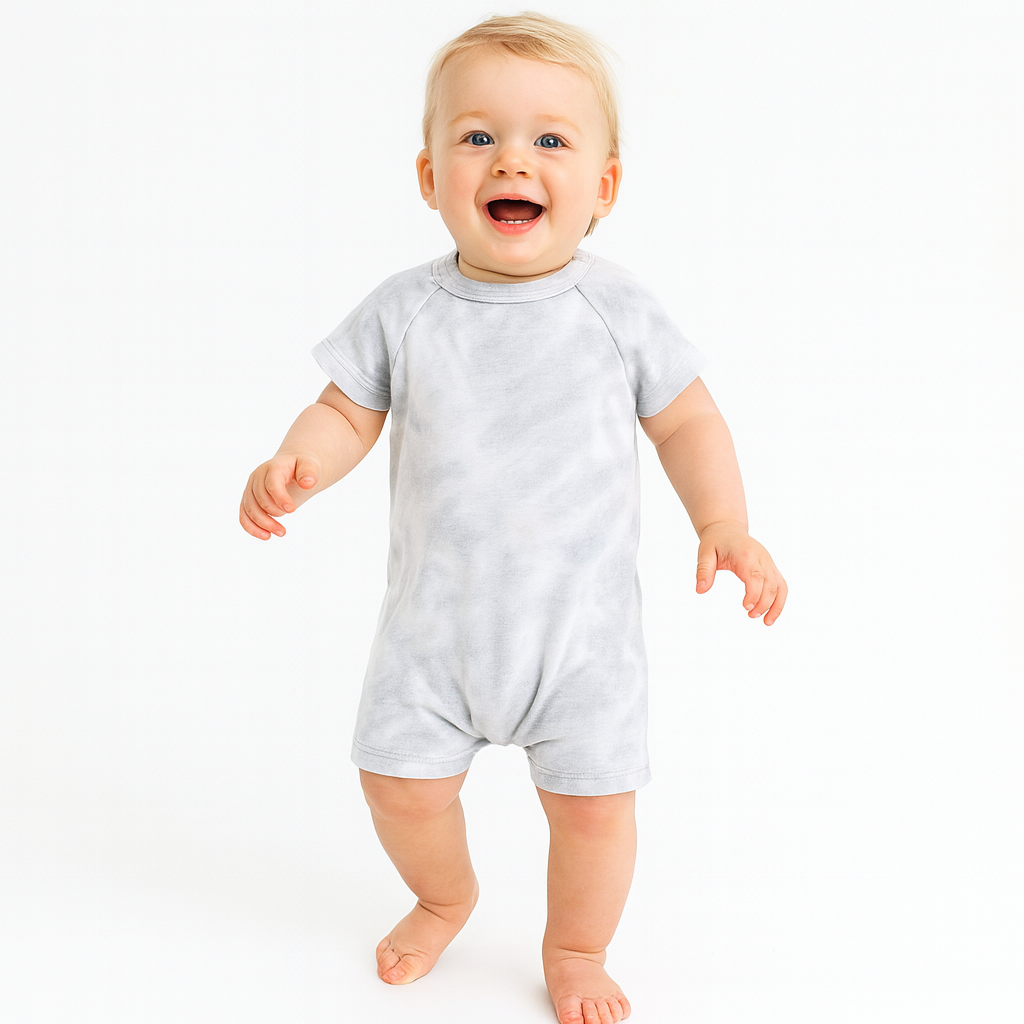 Eco Ribbed Marble Shortall Onesie