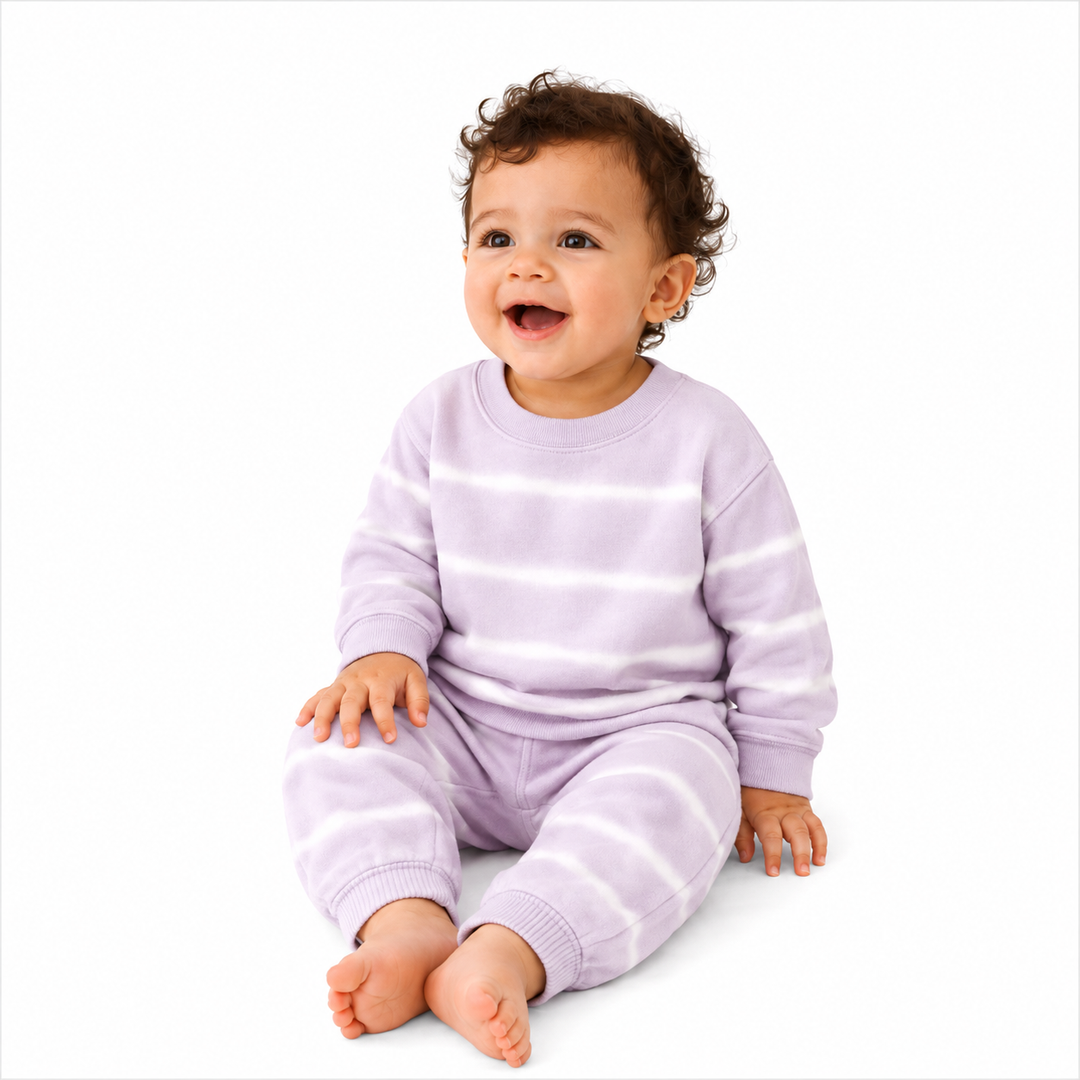 Hand Dyed Stripe Rib Pullover and Pant Set