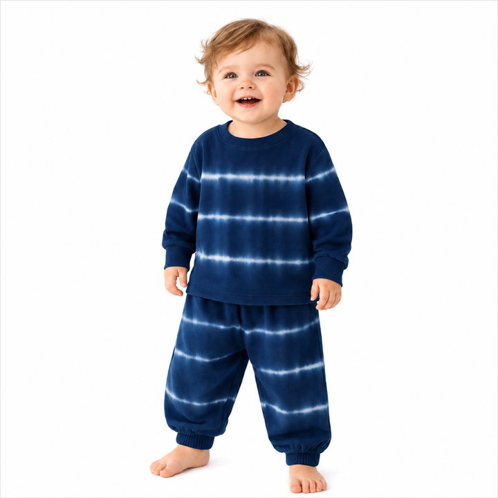 Hand Dyed Stripe Rib Pullover and Pant Set