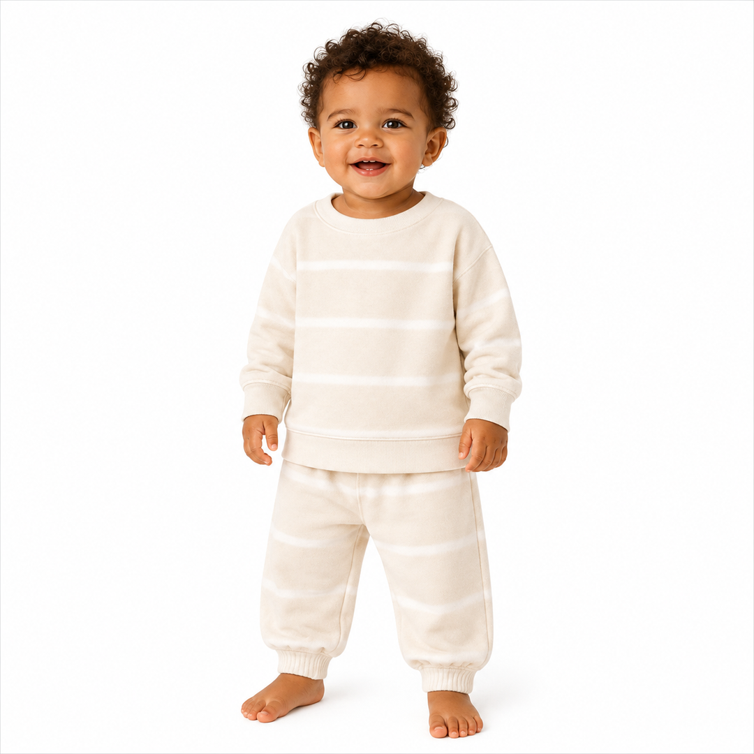 Hand Dyed Stripe Rib Pullover and Pant Set