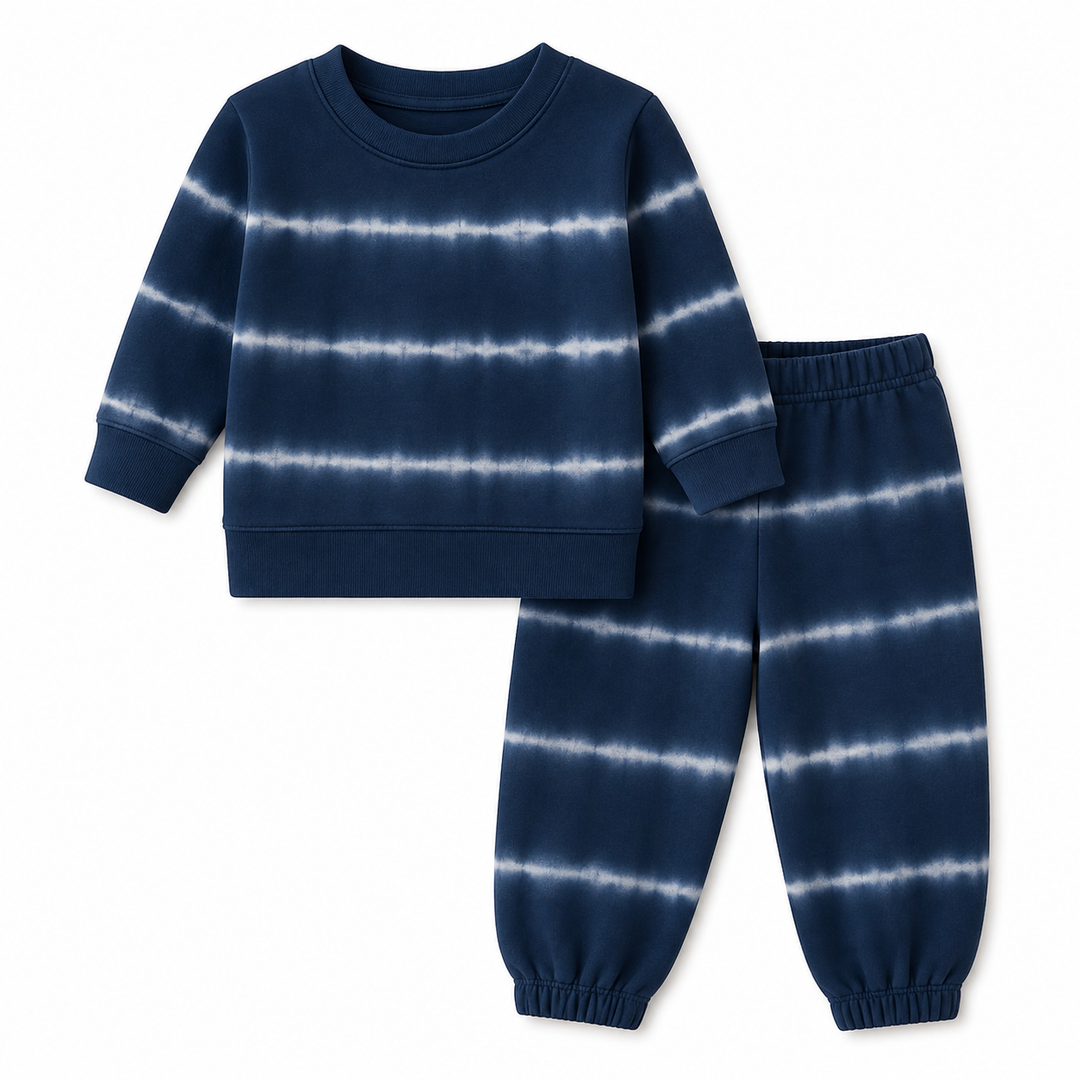 Hand Dyed Stripe Rib Pullover and Pant Set