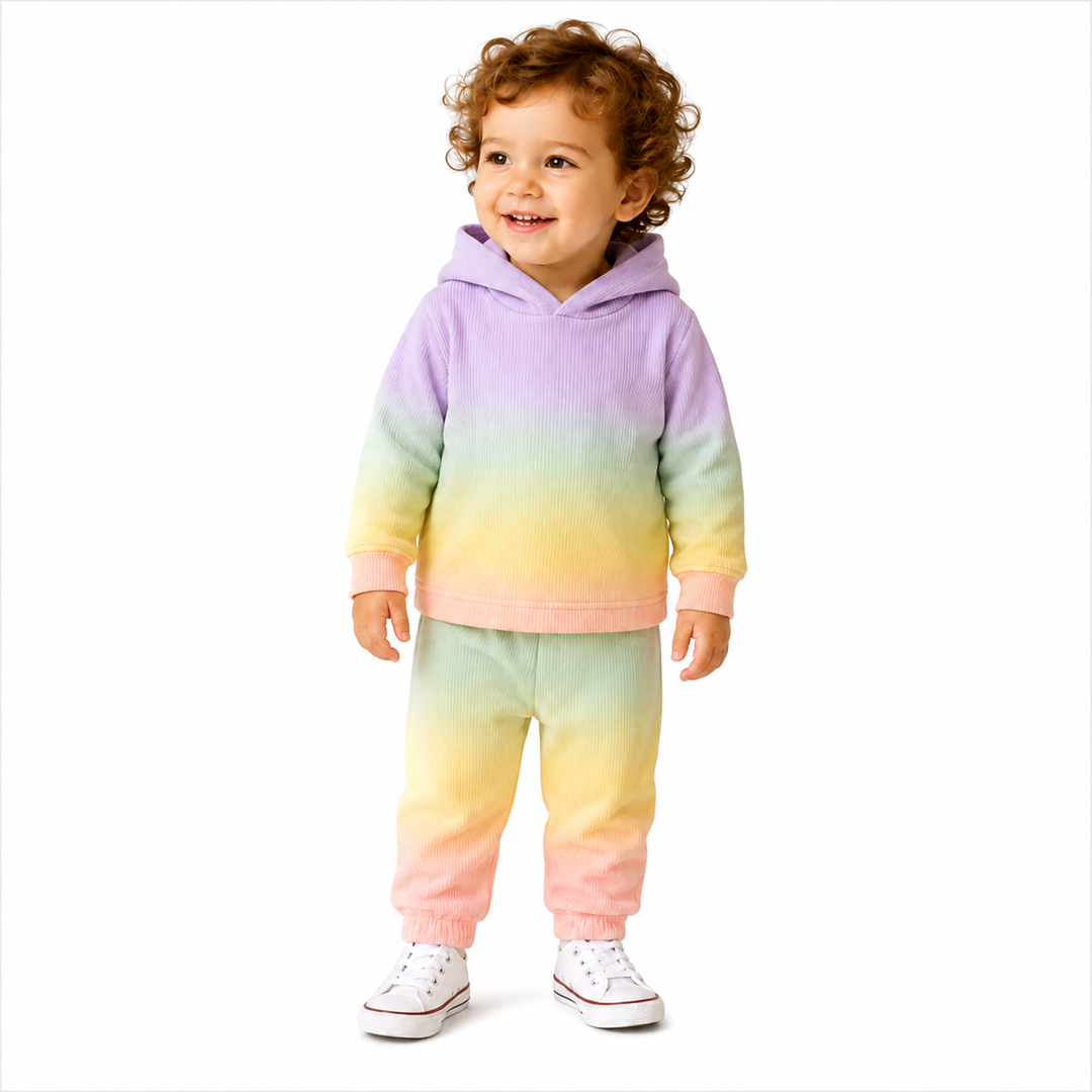 Dip Dye Ribbed Oversized Hoodie and Baggy Pant Set