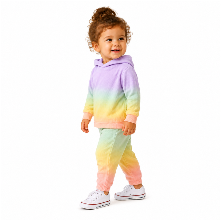Dip Dye Ribbed Oversized Hoodie and Baggy Pant Set