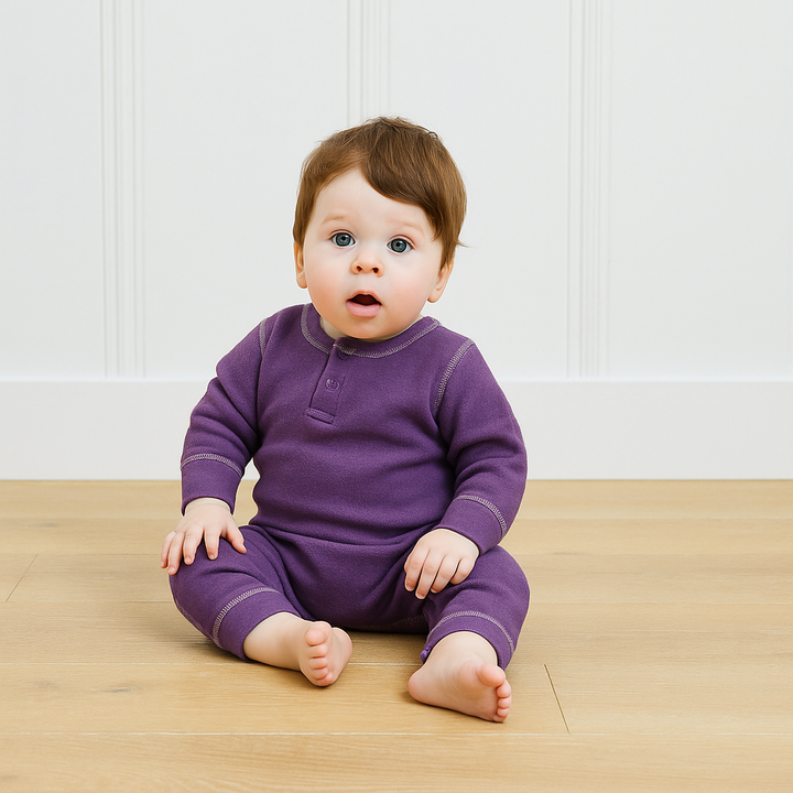 Eco-Fleece Sweatshirt Henley Romper