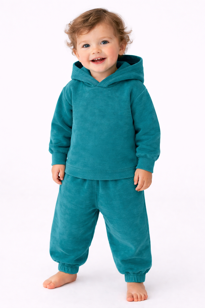 Mineral Wash Ribbed Hoodie and Baggy Pant Sets