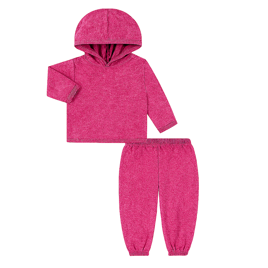 Mineral Wash Ribbed Hoodie and Baggy Pant Sets