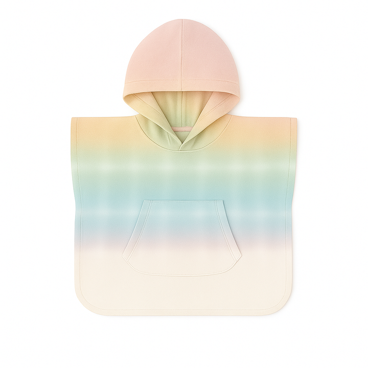 Pastel gradient hooded towel on a white background