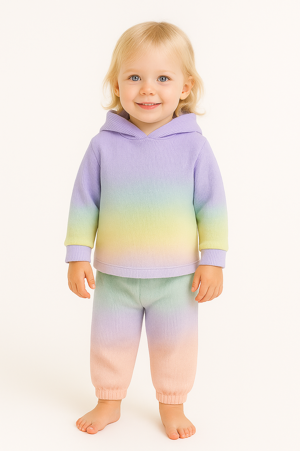 Dip Dye Ribbed 2x1 Hoodie and Baggy Pant Sets