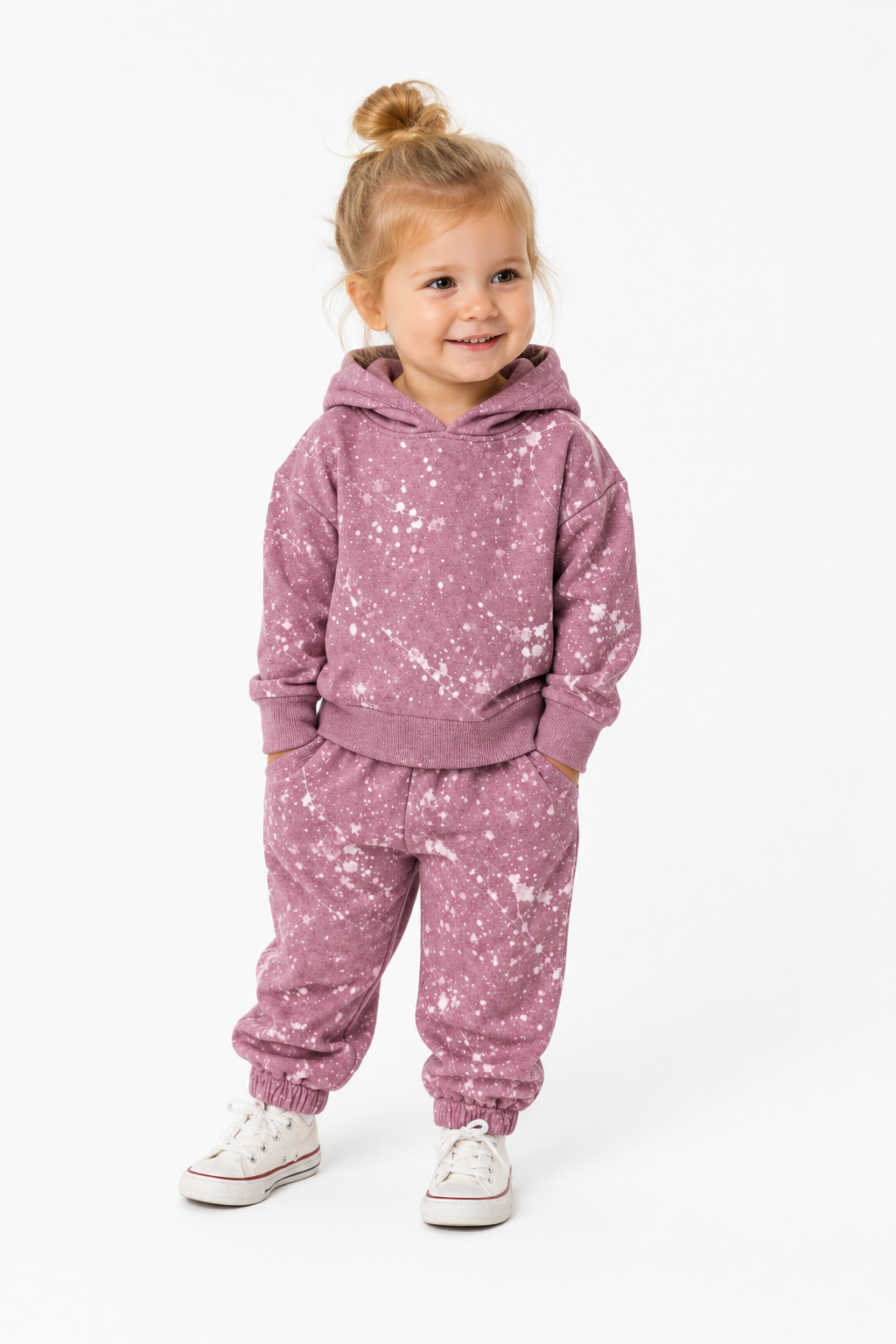 Splatter Brushed Rib-Hoodie & Balloon Pant Sets