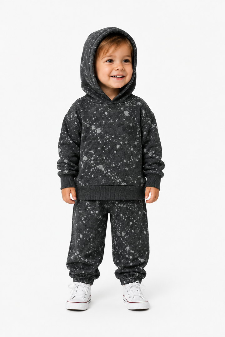 Splatter Brushed Rib-Hoodie & Balloon Pant Sets