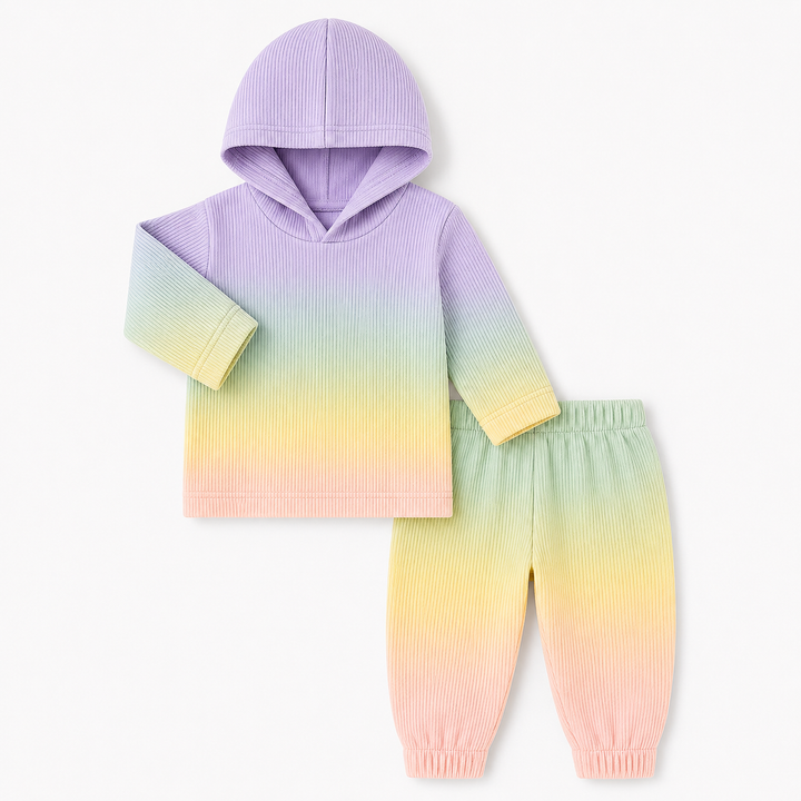 Dip Dye Ribbed Oversized Hoodie and Baggy Pant Set