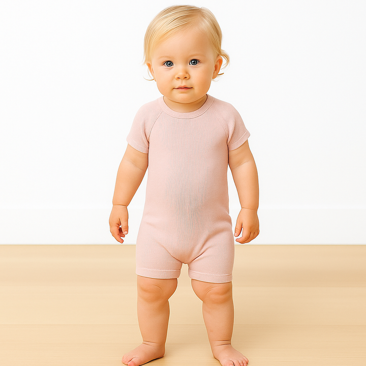 Eco-Ribbed 2x1 Shortall Onesie