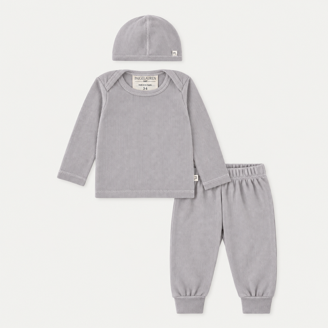 Rib Beanie, Lap Tee and Legging Set