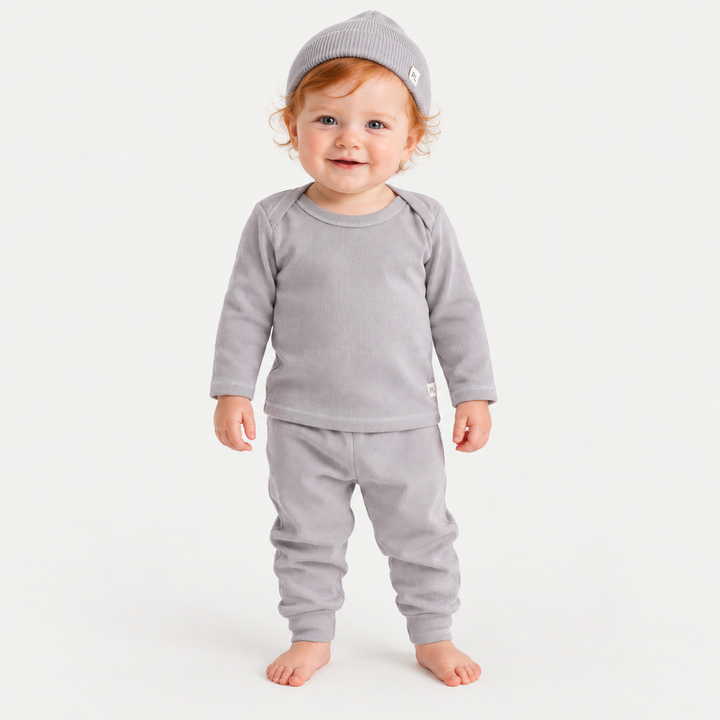 Rib Beanie, Lap Tee and Legging Set