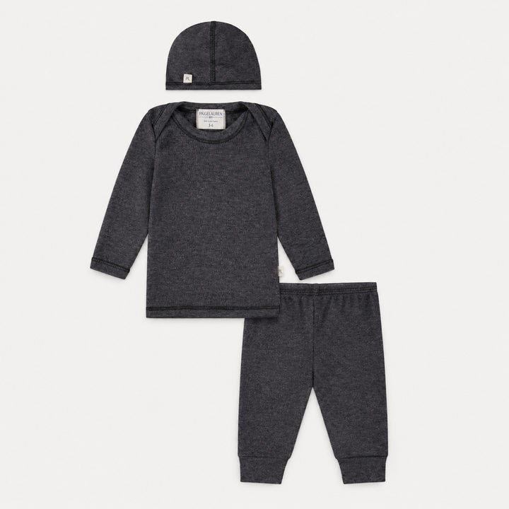 Rib Beanie, Lap Tee and Legging Set