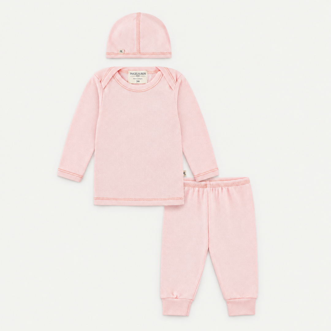 Rib Beanie, Lap Tee and Legging Set