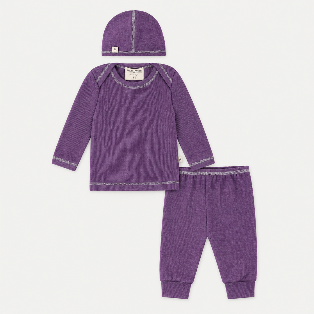 Rib Beanie, Lap Tee and Legging Set