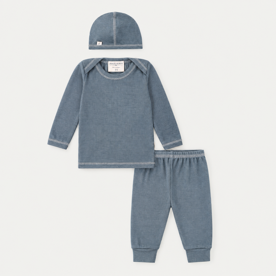 Rib Beanie, Lap Tee and Legging Set