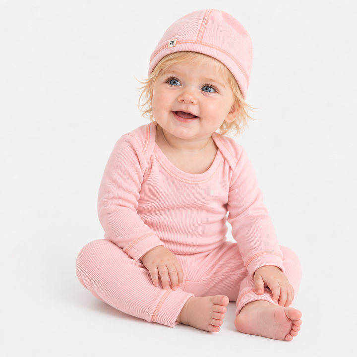 Rib Beanie, Lap Tee and Legging Set