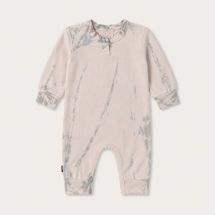 PAIGELAUREN Beige Fleece tonal-dyed baby romper made in Los Angeles.
