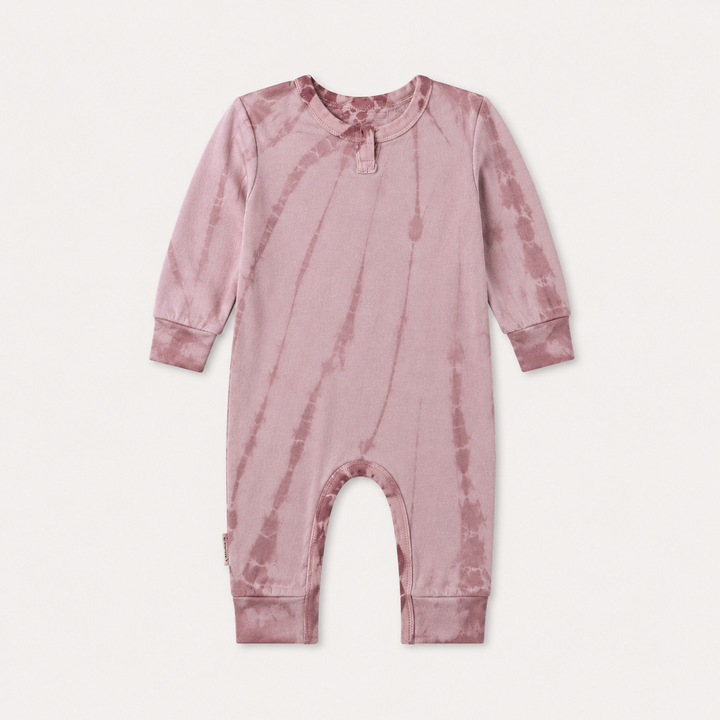 PAIGELAUREN Clay Pink Fleece tonal-dyed baby romper made in Los Angeles.