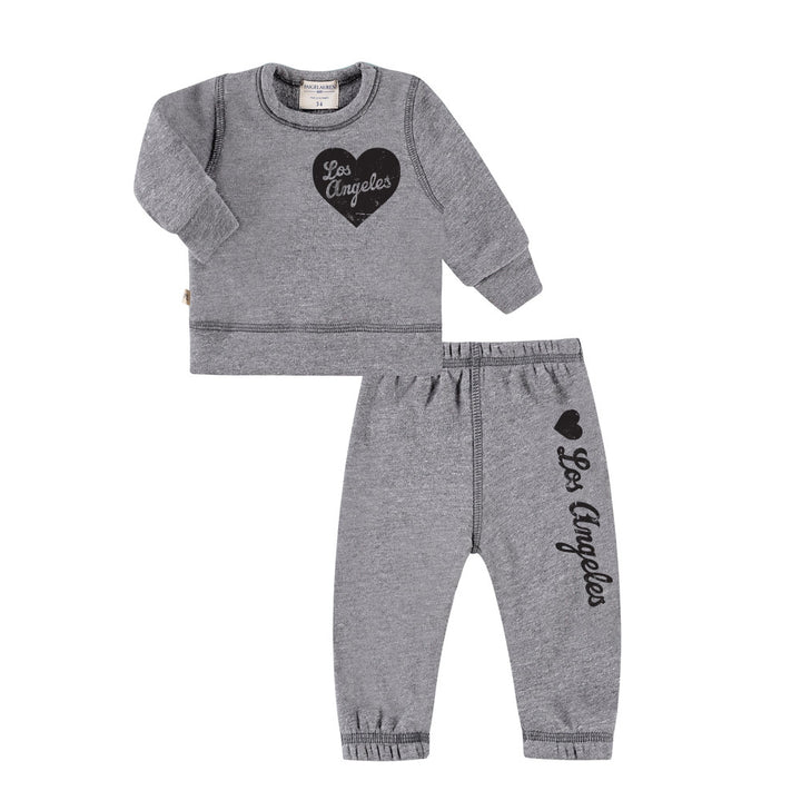 Eco-Heathered Fleece Heart Los Angeles Loungewear Sets