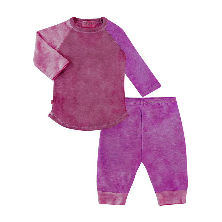 Toddler & Kid Organic Over Dye L/S Raglan and Legging Loungewear Set-Sparkle