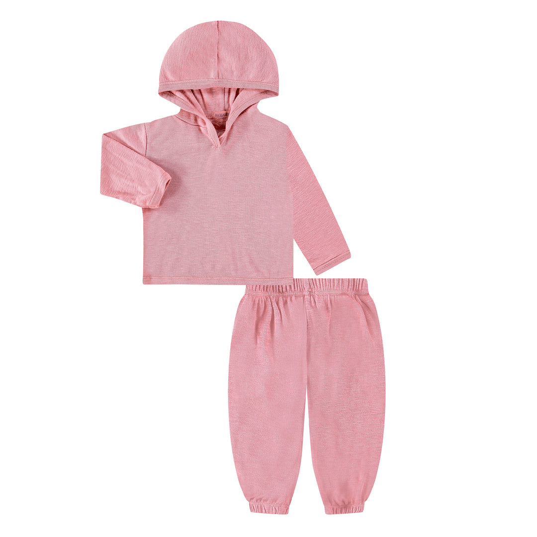 Baby Slub Rib Organic Over Dye Hoodie and Balloon Pant Loungewear Sets-ReDone