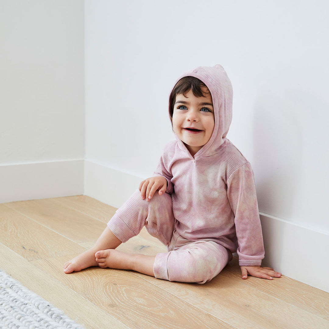 Toddler & Kid Stripe Rib Organic Over Dye Hoodie & Legging Loungewear Set-Splendid