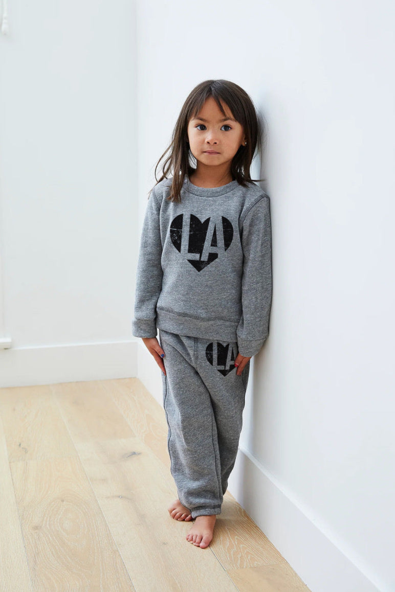 Eco-Heathered Fleece Heart LA Loungewear Sets