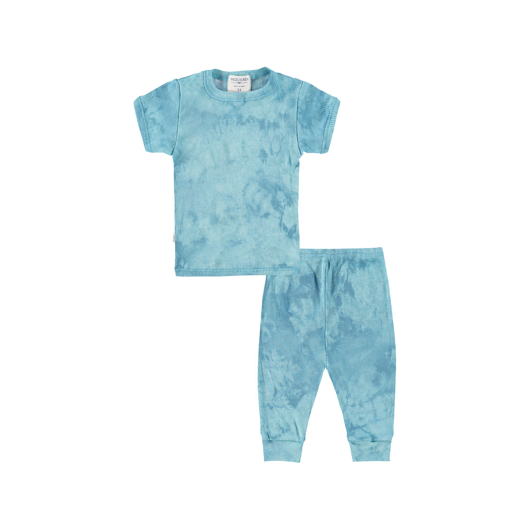Baby 2x1 Rib Organic Marble Dye S/S Tee and Legging Sets-ReDone