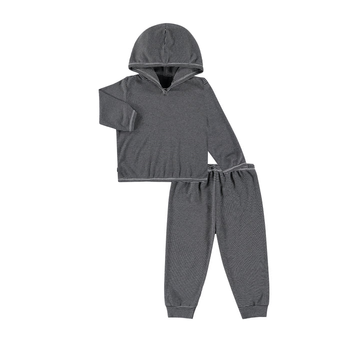 Toddler & Kid Stripe Rib Organic Over Dye Hoodie & Legging Loungewear Set-Splendid