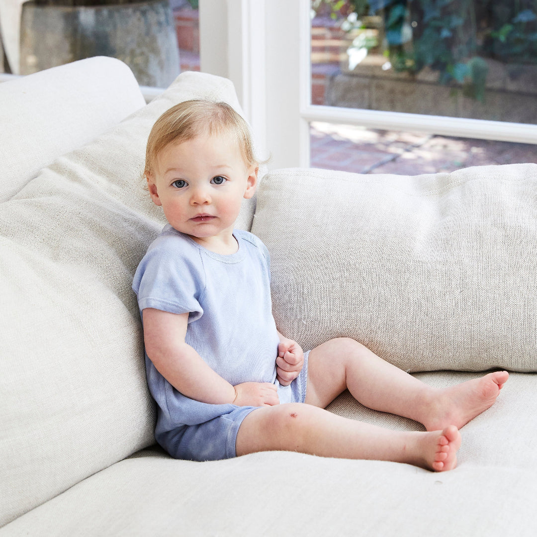 Eco Ribbed Marble Shortall Onesie
