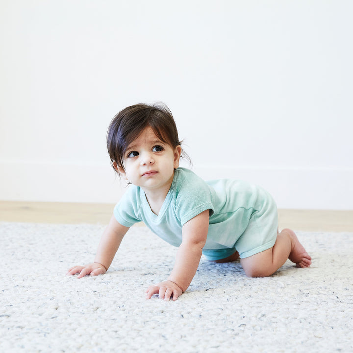 Eco Ribbed Marble Shortall Onesie