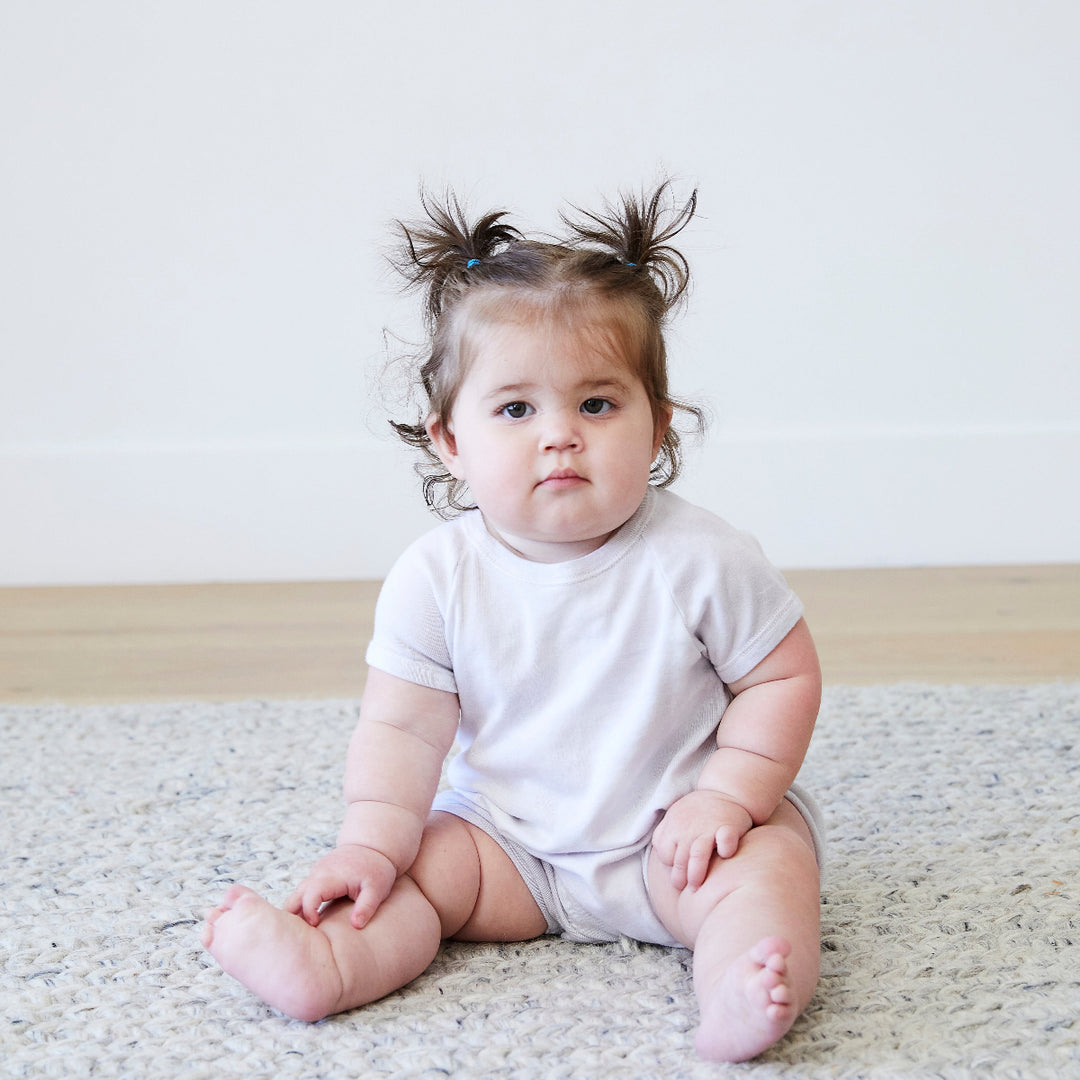 Eco Ribbed Marble Shortall Onesie