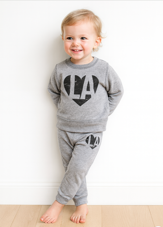 Eco-Fleece Puffed Heart LA Sweat Sets