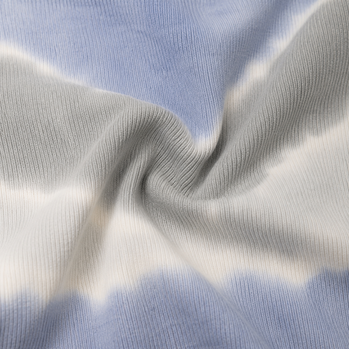 Soft baby rib cotton fabric swatch featuring PAIGELAUREN's hand-dyed gray tie dye finish