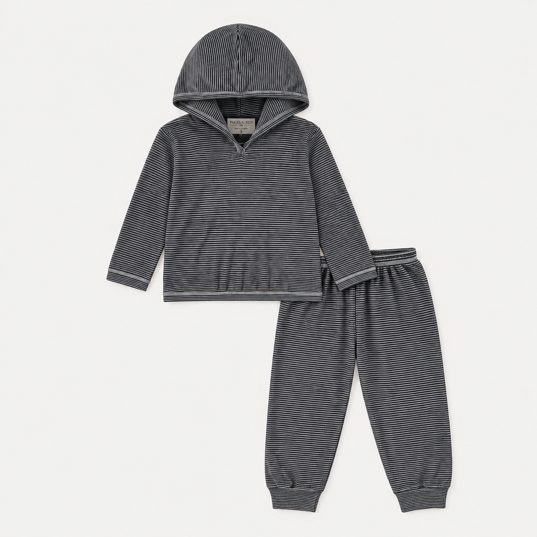 PAIGELAUREN Black Stripe Hoodie + Pant Set