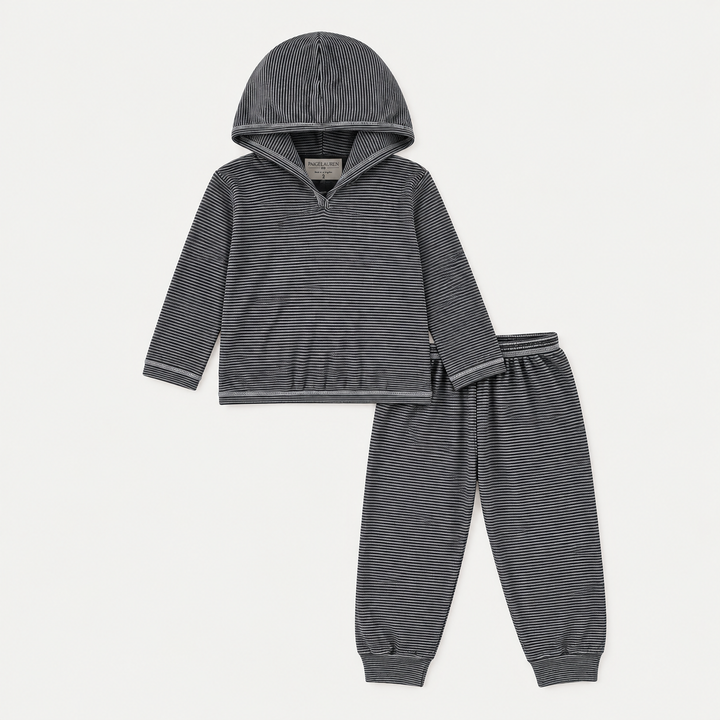 PAIGELAUREN Black Stripe Hoodie + Pant Set